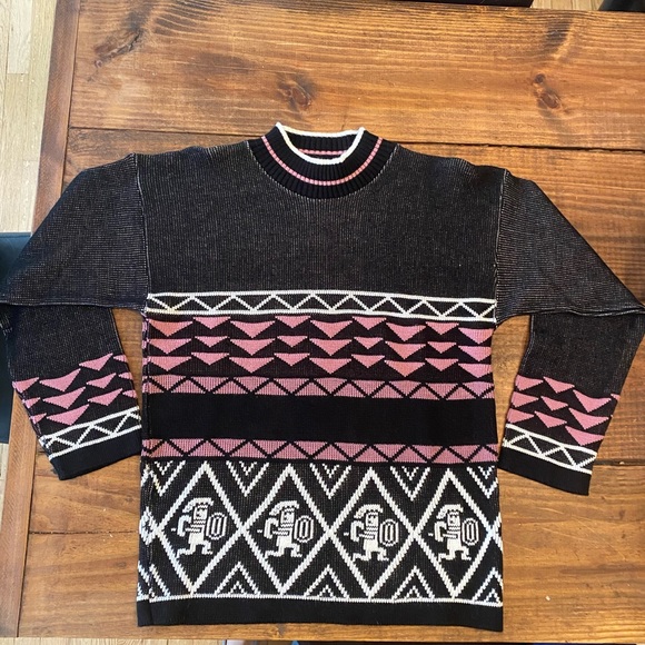 Vintage 80s 70s JC Louis Aztec Southwestern Boho Warm Cozy Sweater Rare Unique - Picture 2 of 15